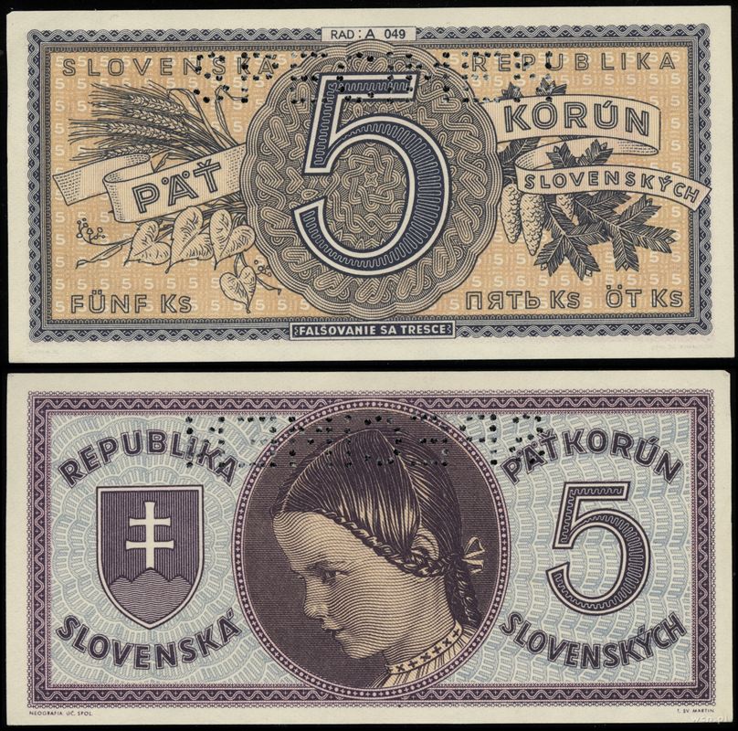 Słowacja, 5 koron, 1945