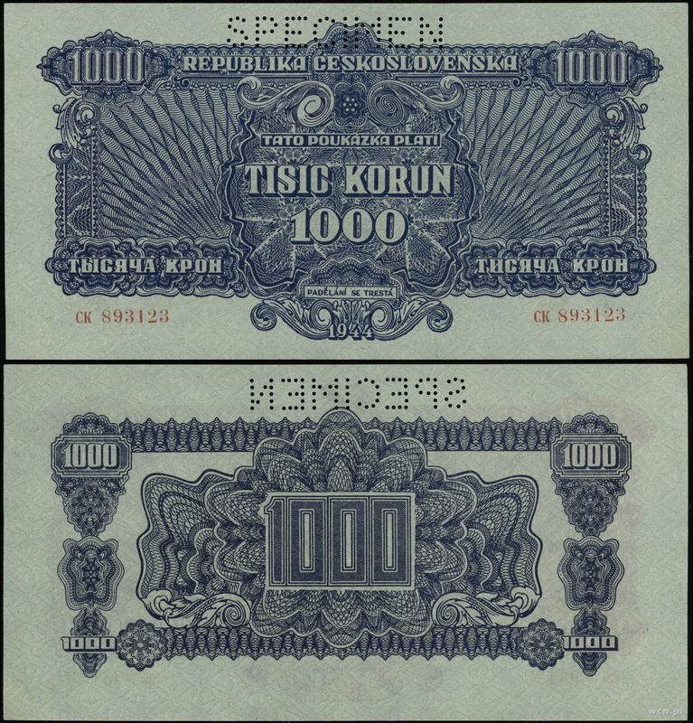 Czechosłowacja, 1.000 koron, 1944