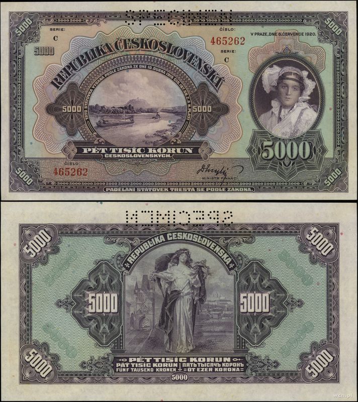 Czechosłowacja, 5.000 koron, 6.07.1920