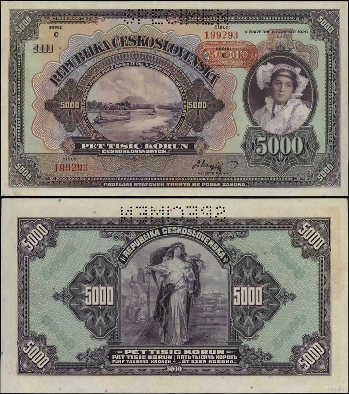 Czechosłowacja, 5.000 koron, 6.07.1920