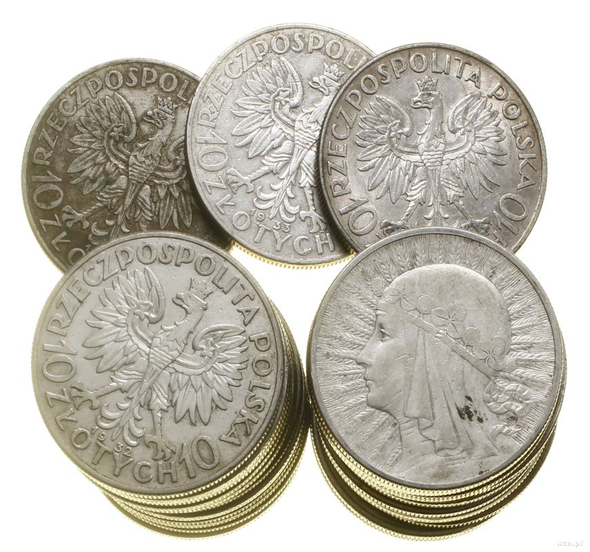 Polska, zestaw 25 x 10 złotych, różne roczniki