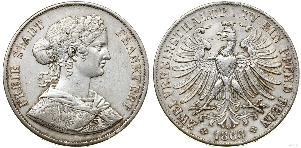 Niemcy, dwutalar = 3 1/2 guldena, 1866
