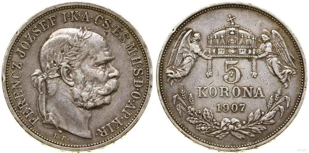 Węgry, 5 koron, 1907 KB