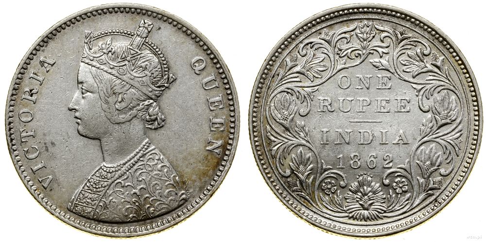 Indie, 1 rupia, 1862