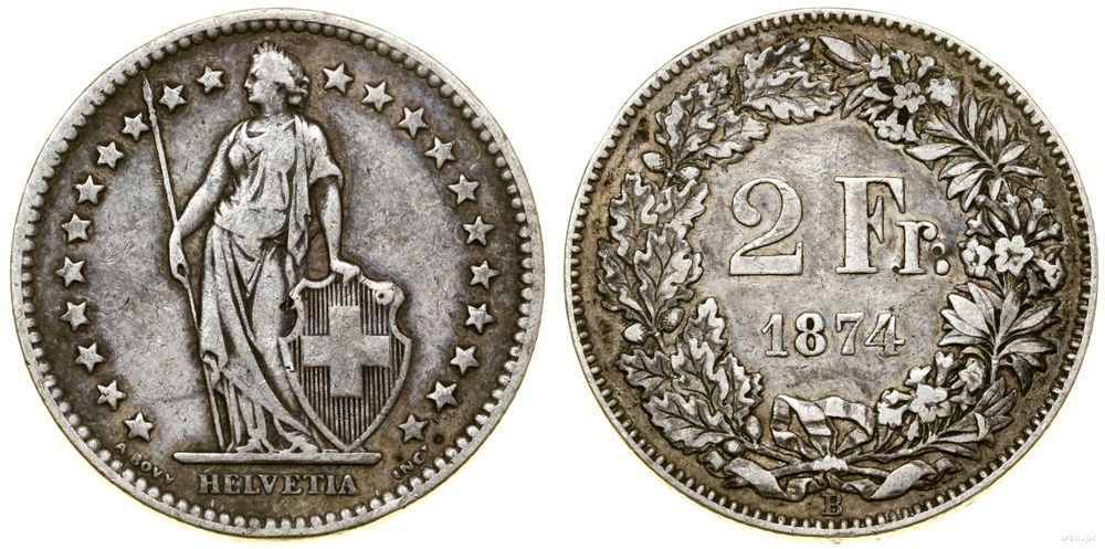 Szwajcaria, 2 franki, 1874 B