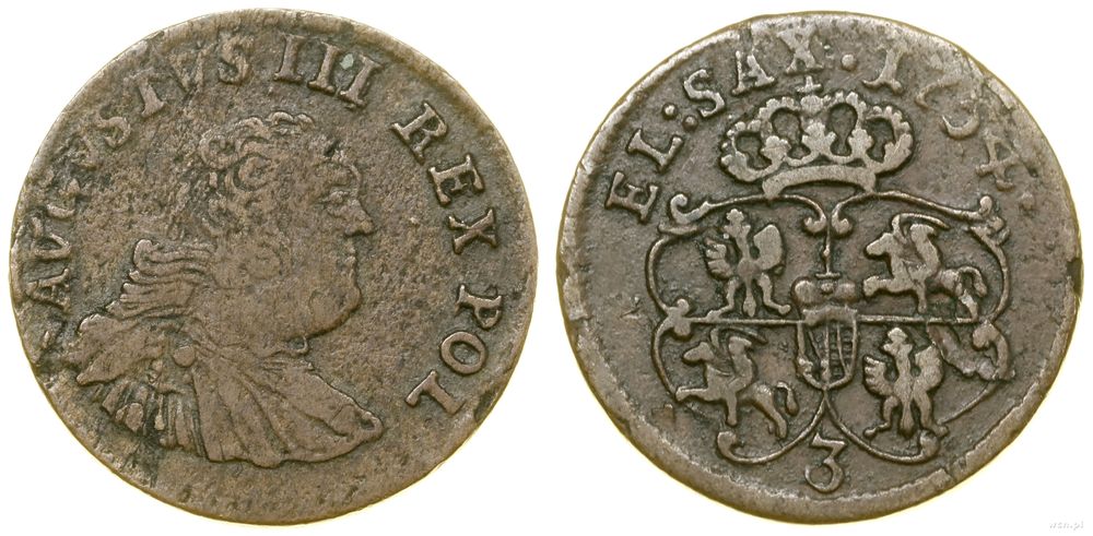Polska, grosz (3 szelągi), 1754