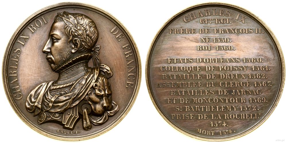 Francja, medal z serii władcy Francji – Karol IX, 1835