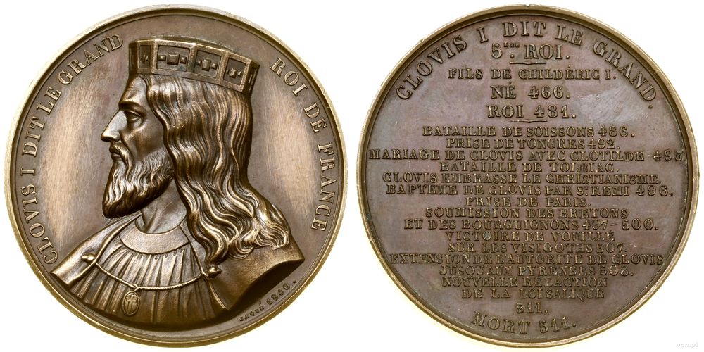Francja, medal z serii władcy Francji – Chlodwig I, 1840