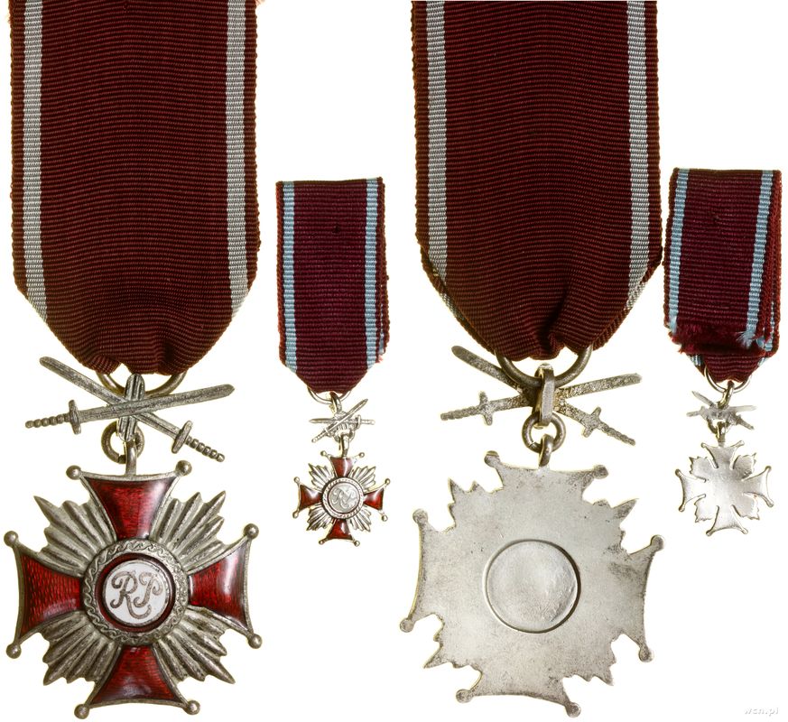 Polska, Srebrny Krzyż Zasługi z Mieczami + miniatura