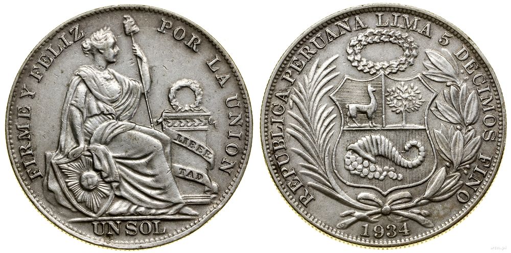 Peru, 1 sol, 1934