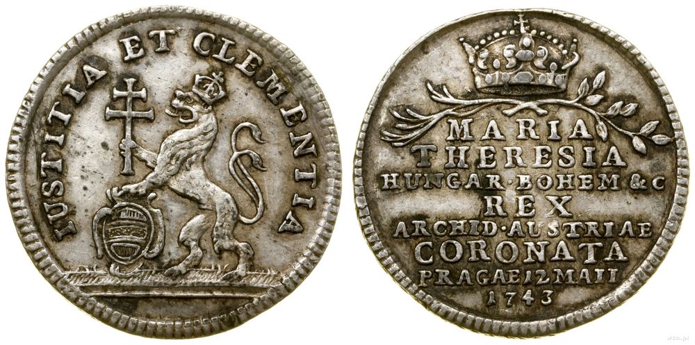Niderlandy austriackie, żeton koronacyjny, 1743