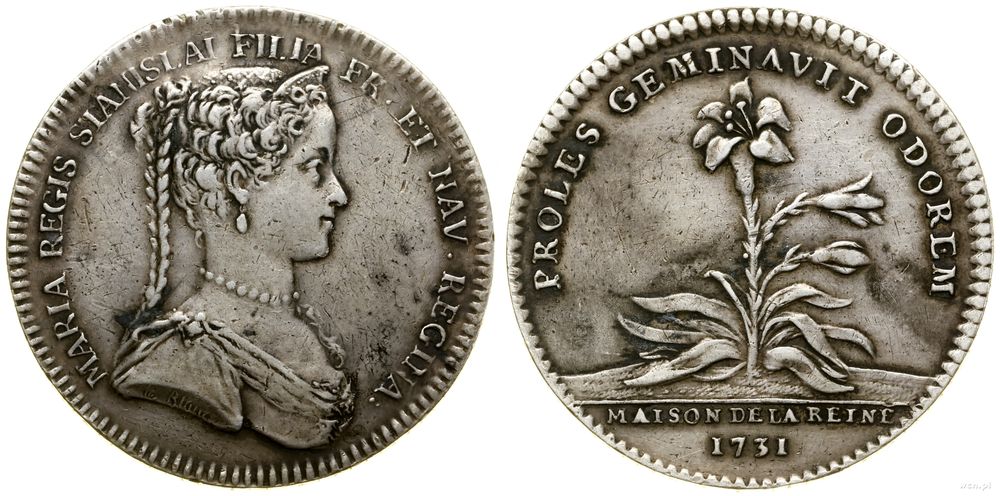 Francja, żeton Marii Leszczyńskiej, 1731