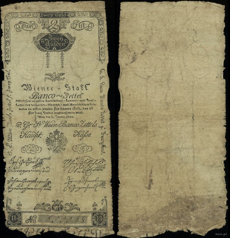 Austria, 2 guldeny = 2 złote reńskie, 1.01.1800