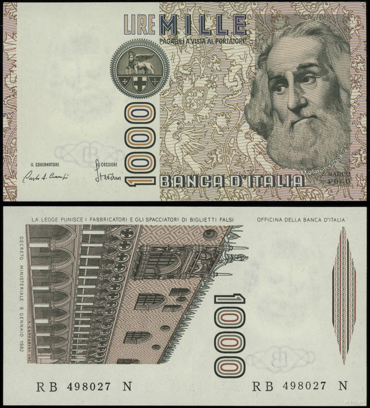 Włochy, 1.000 lirów, 6.01.1982