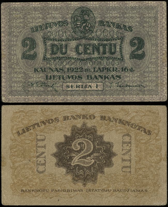 Litwa, 2 centy, 16.11.1922