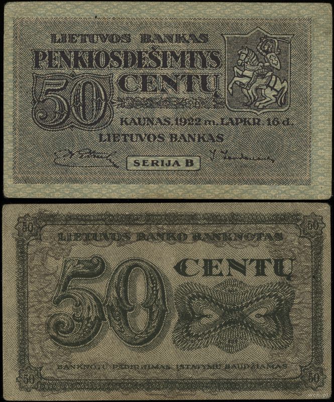 Litwa, 50 centów, 16.11.1922