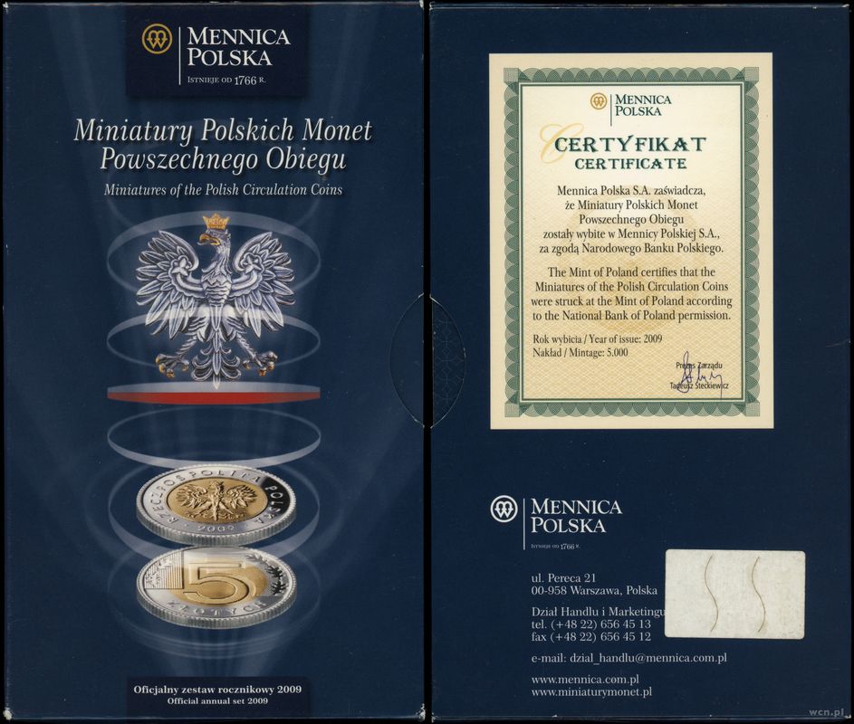 Polska, Miniatury Polskich Monet Powszechnego Obiegu, 2009