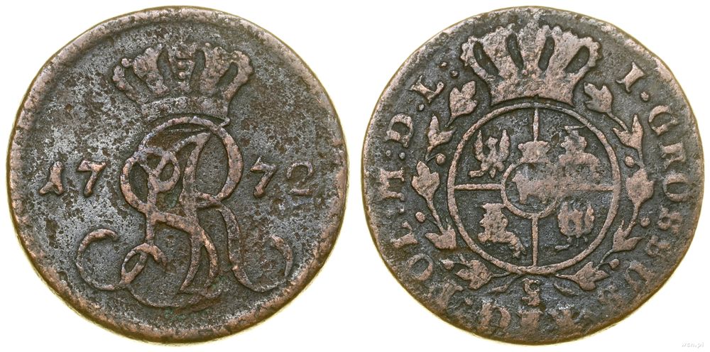 Polska, grosz miedziany, 1772 g