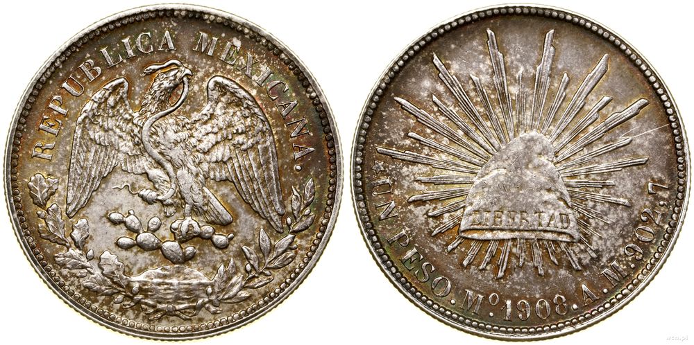 Meksyk, peso, 1908 Mo AM
