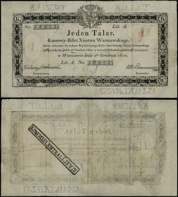 Polska, 1 talar, 1.12.1810