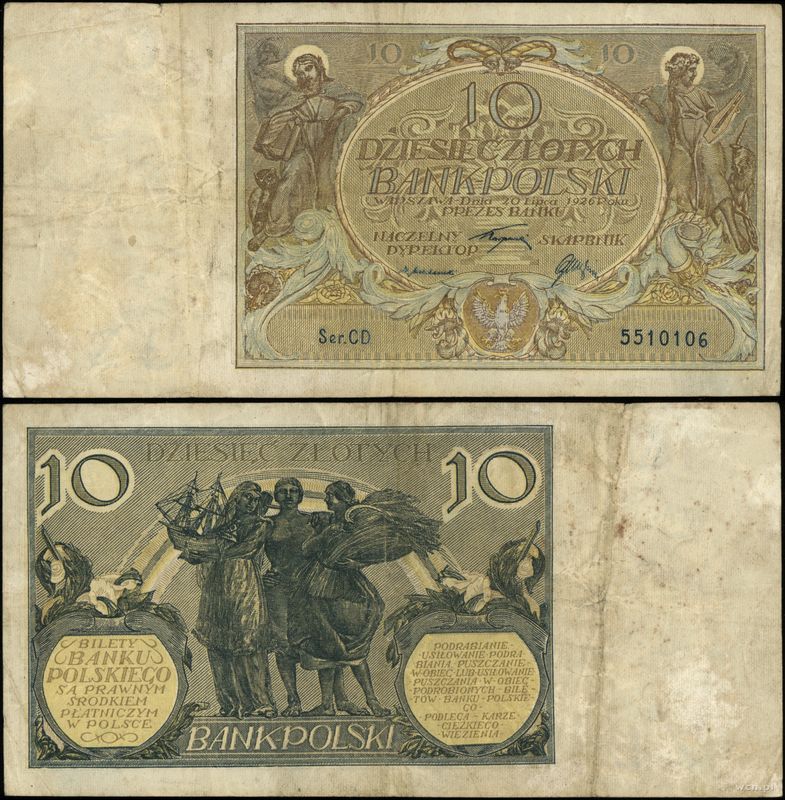 Polska, 10 złotych, 20.07.1926