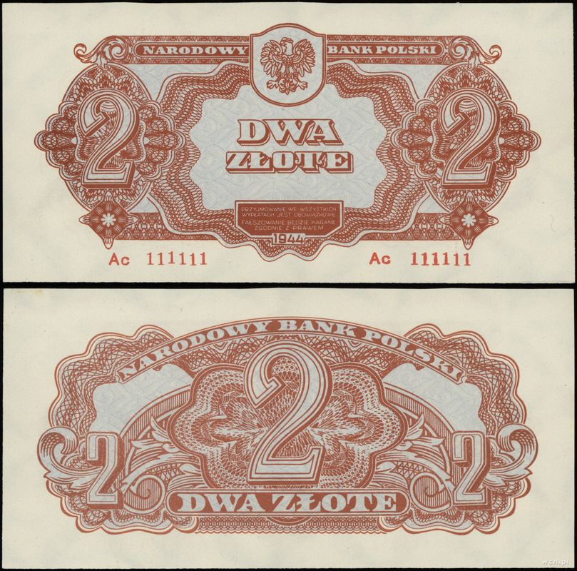 Polska, 2 złote (REPRINT), (1944) 1974