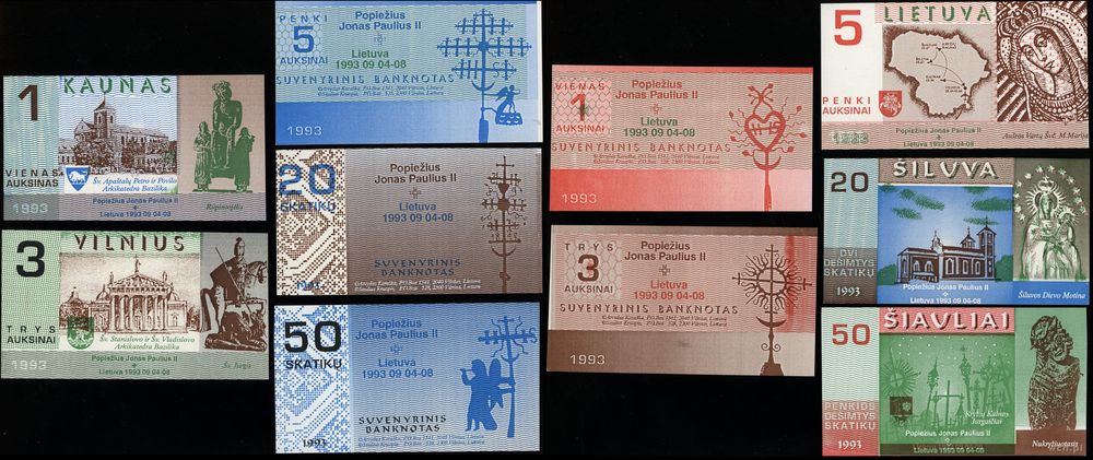 Litwa, zestaw 5 banknotów, 1993