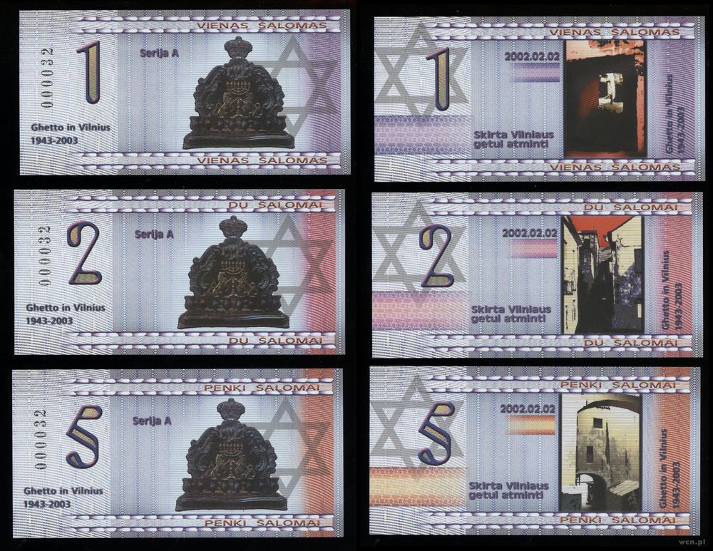 Litwa, zestaw 6 okolicznościowych banknotów, 2002