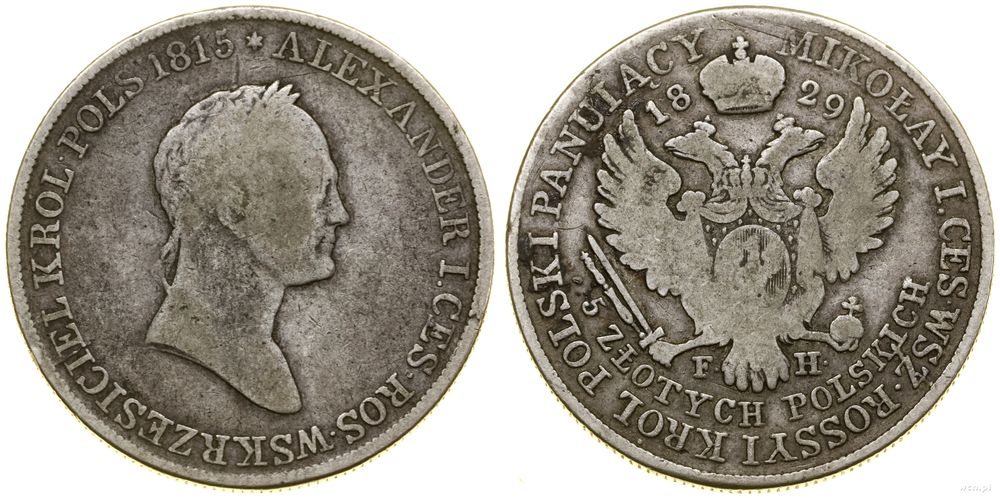 Polska, 5 złotych, 1829 FH