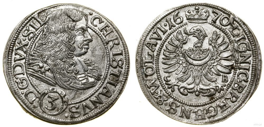 Śląsk, 3 krajcary, 1670 CB