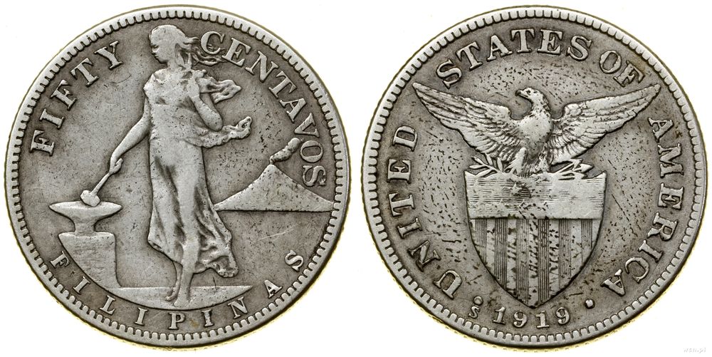 Filipiny, 50 centavos, 1919 S