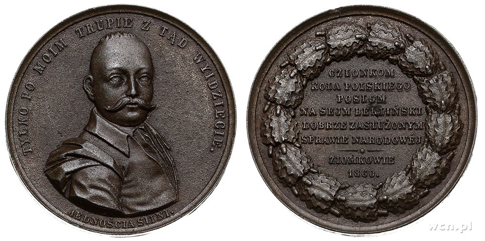 Polska, Tadeusz Rejtan - medal autorstwa F.W. Bulowa 1860,
