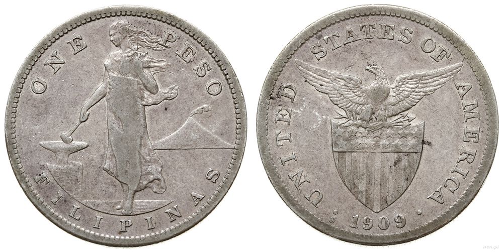 Filipiny, 1 peso, 1909/S