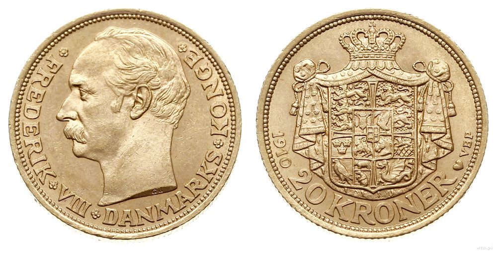 Dania, 20 koron, 1910