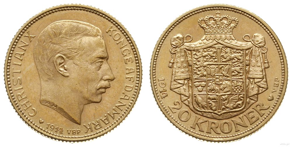Dania, 20 koron, 1914