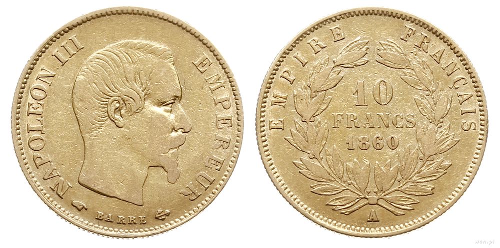 Francja, 10 franków, 1860/A