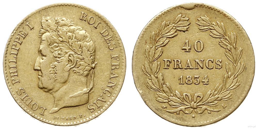 Francja, 40 franków, 1834 L