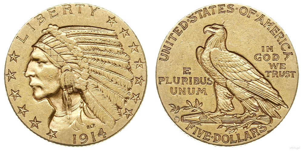Stany Zjednoczone Ameryki (USA), 5 dolarów, 1914/D