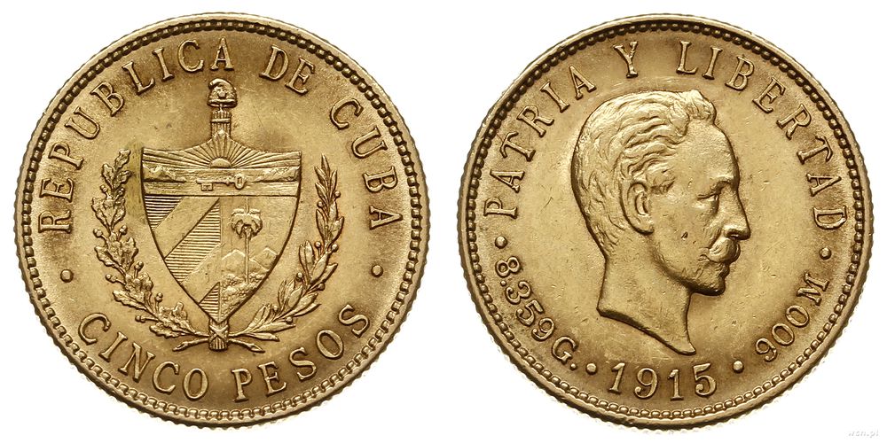 Kuba, 5 peso, 1915