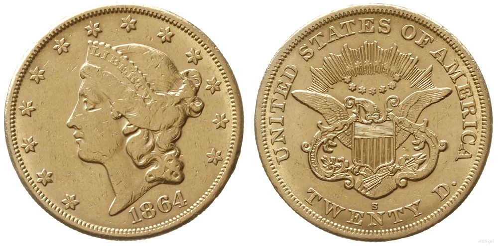Stany Zjednoczone Ameryki (USA), 20 dolarów, 1864 S