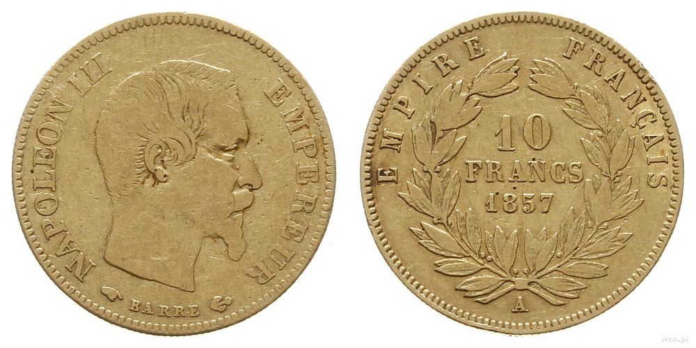 Francja, 10 franków, 1857/A