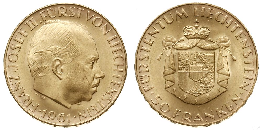 Liechtenstein, 50 franków, 1961