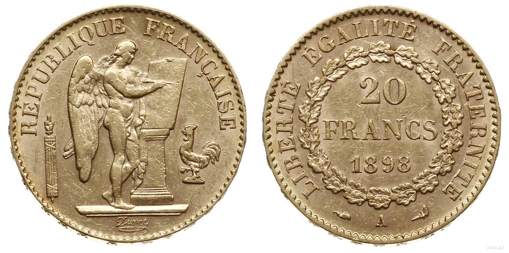 Francja, 20 franków, 1898/A