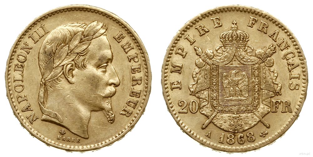Francja, 20 franków, 1868 / A