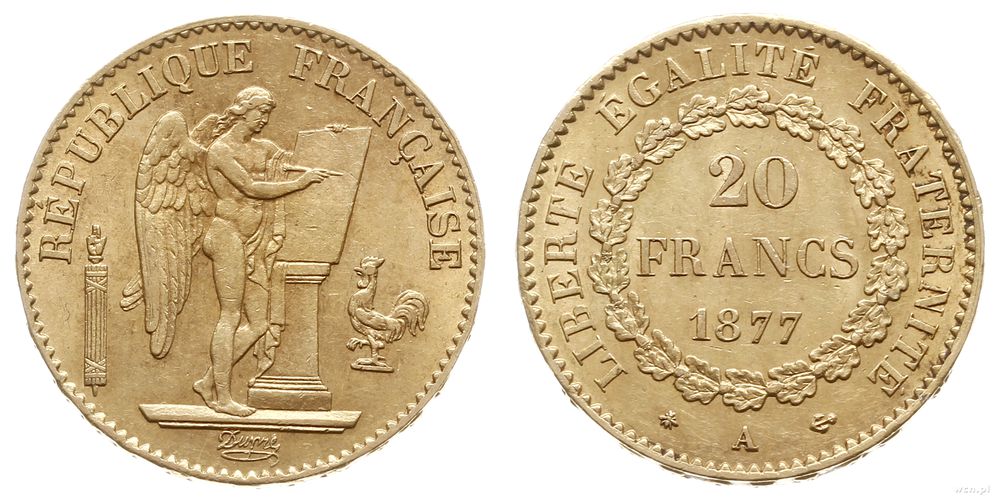 Francja, 20 franków, 1877/A