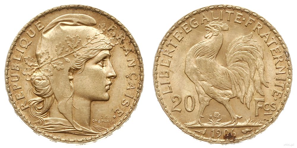 Francja, 20 franków, 1906/A