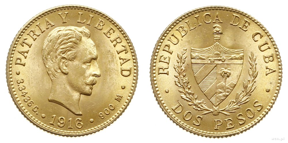 Kuba, 2 peso, 1916