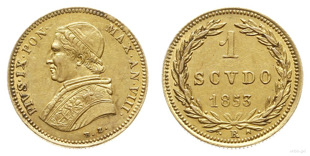 Watykan (Państwo Kościelne), 1 scudo, 1853 R