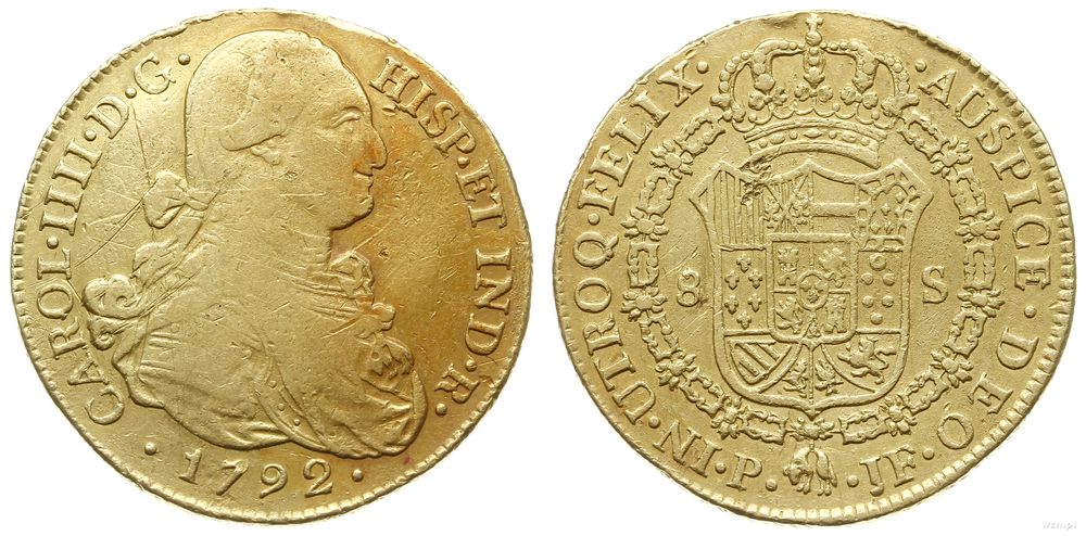 Kolumbia, 8 escudo, 1792/P/JF