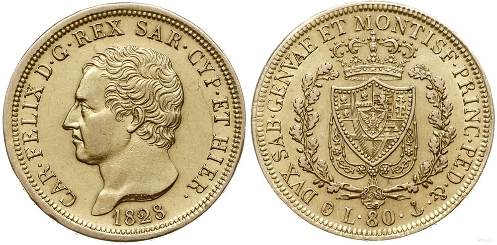 Włochy, 80 lirów, 1828